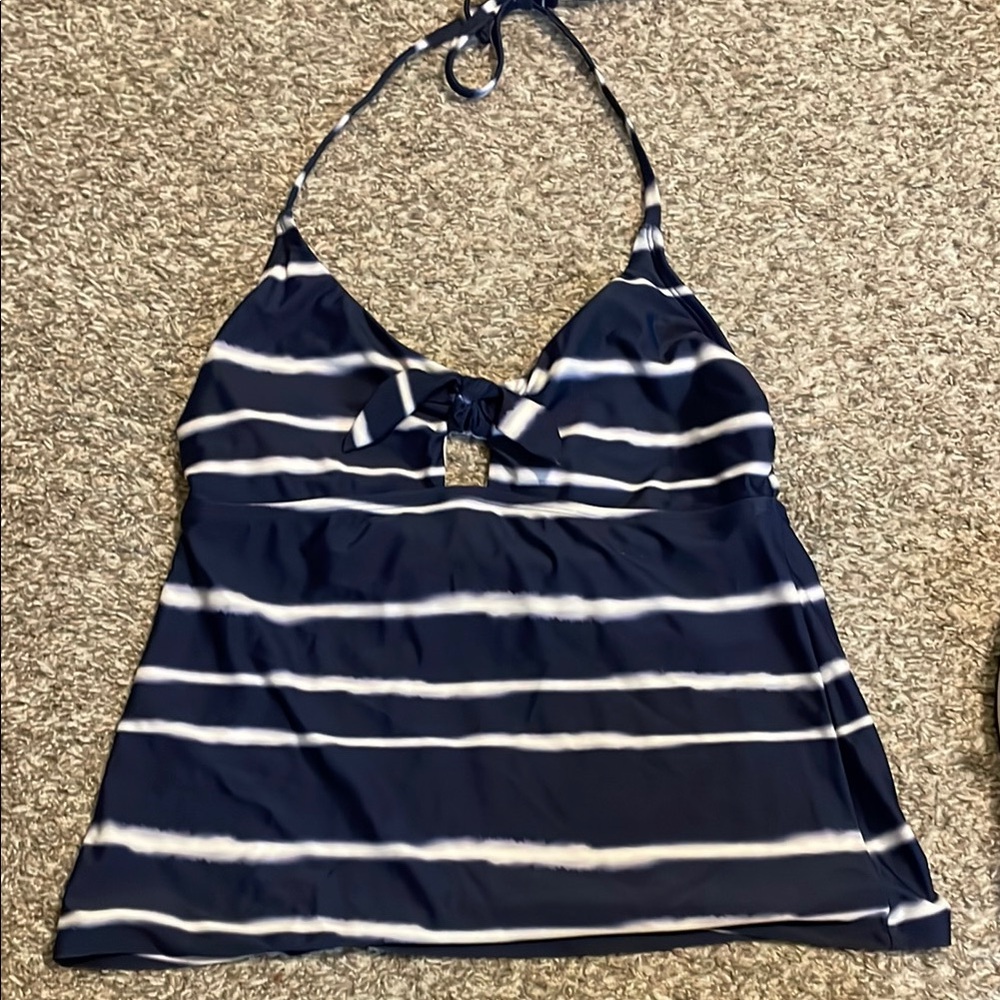 FREE with purchase Kona Sol Navy and White Striped Swim tankini M